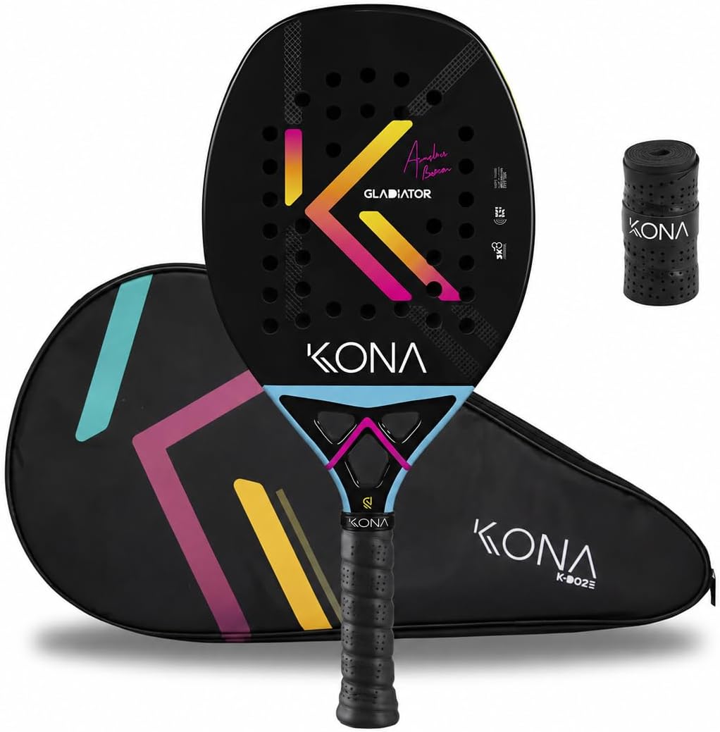 Raquete de Beach Tênis Kona Gladiador 2025 Carbono 3K André Baran