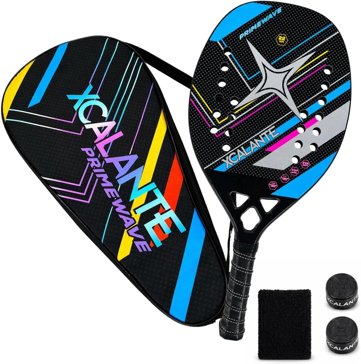 Raquete Beach Tennis 22mm Kit Completo com Capa e Acessórios