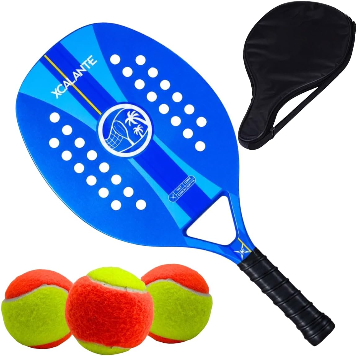 Raquete de Beach Tennis Profissional em Fibra de Carbono com Kit Acessórios