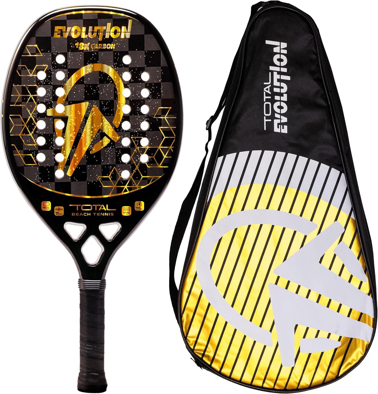 Raquete Beach Tennis Total Evolution 18k Golden + Capa