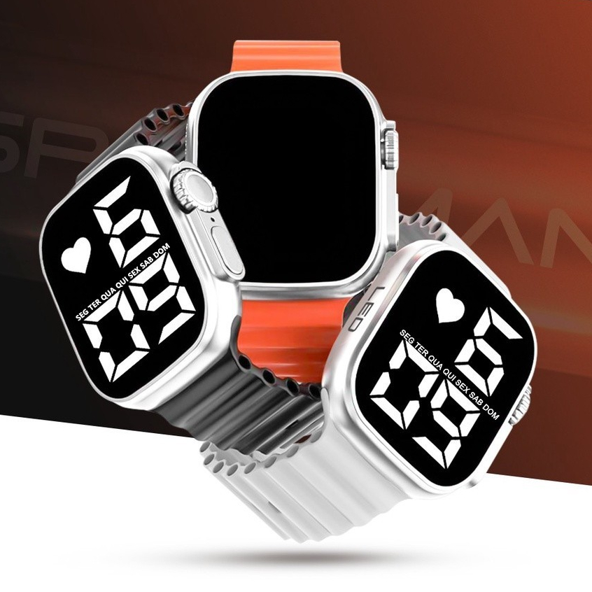 Relógio Digital LED Ultra9 Esportivo Unissex com Pulseira de Silicone