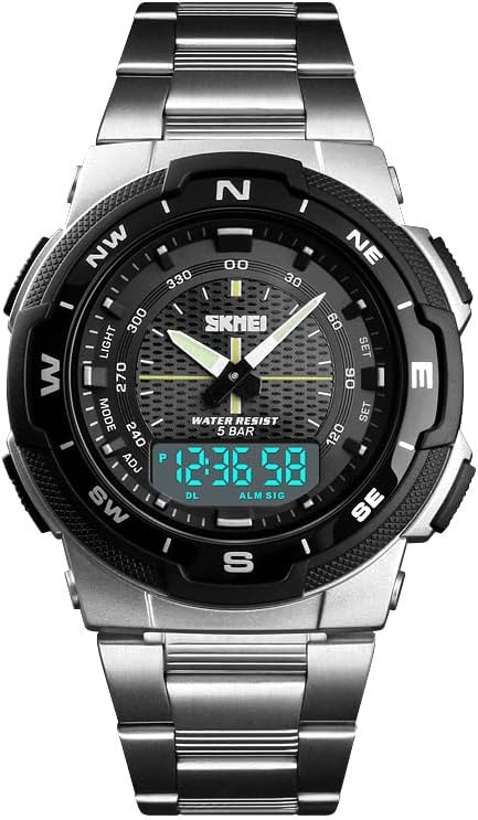 Relógio Masculino 1370 com Pulseira de Aço Inoxidável e Quartzo