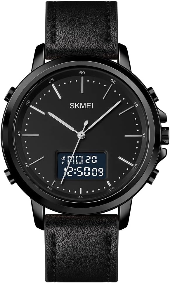 Relógio Masculino Minimalista Preto com Pulseira de Couro