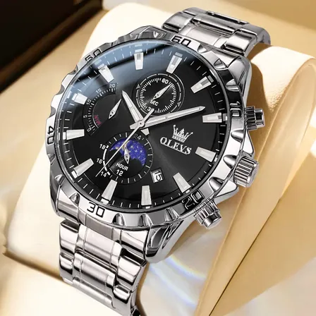 Relógio Masculino Olevs 2953: Elegância em Aço e Resistência à Água