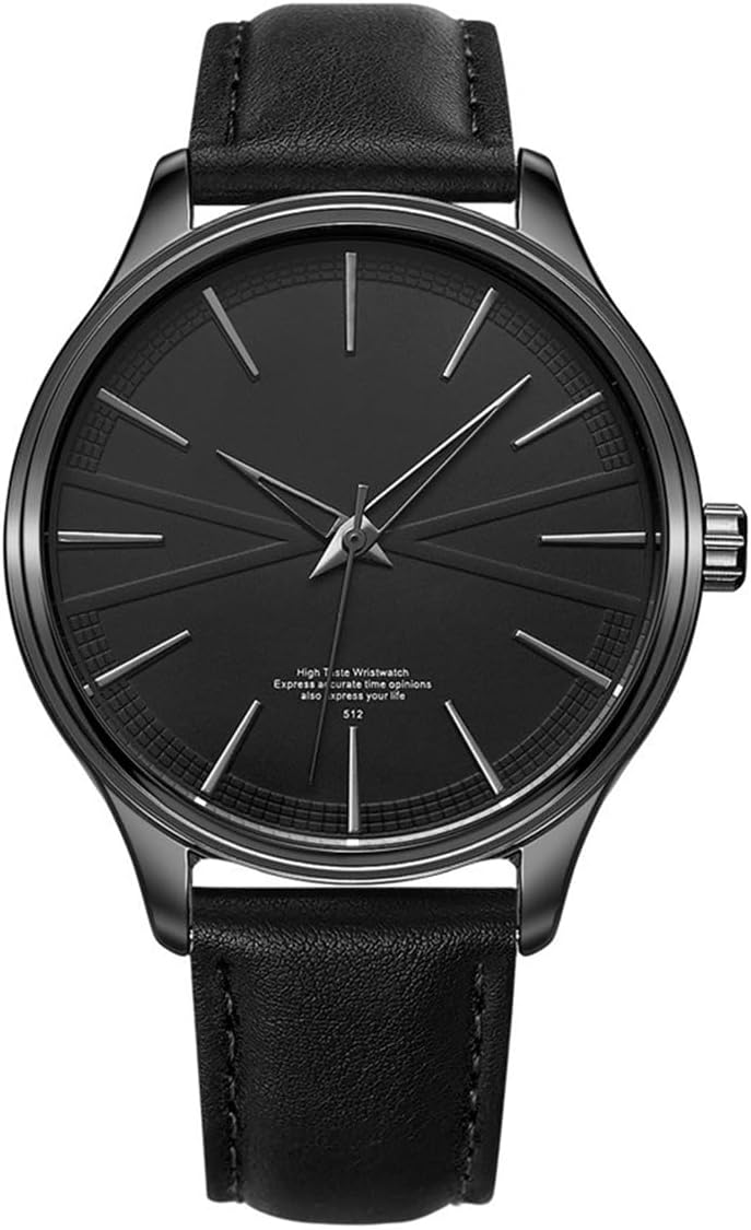 Relógio Masculino Minimalista Preto com Pulseira de Couro 43mm