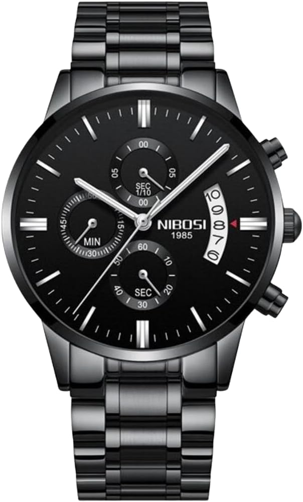 Relógio Nibosi Masculino 2309 Preto em Aço Inoxidável