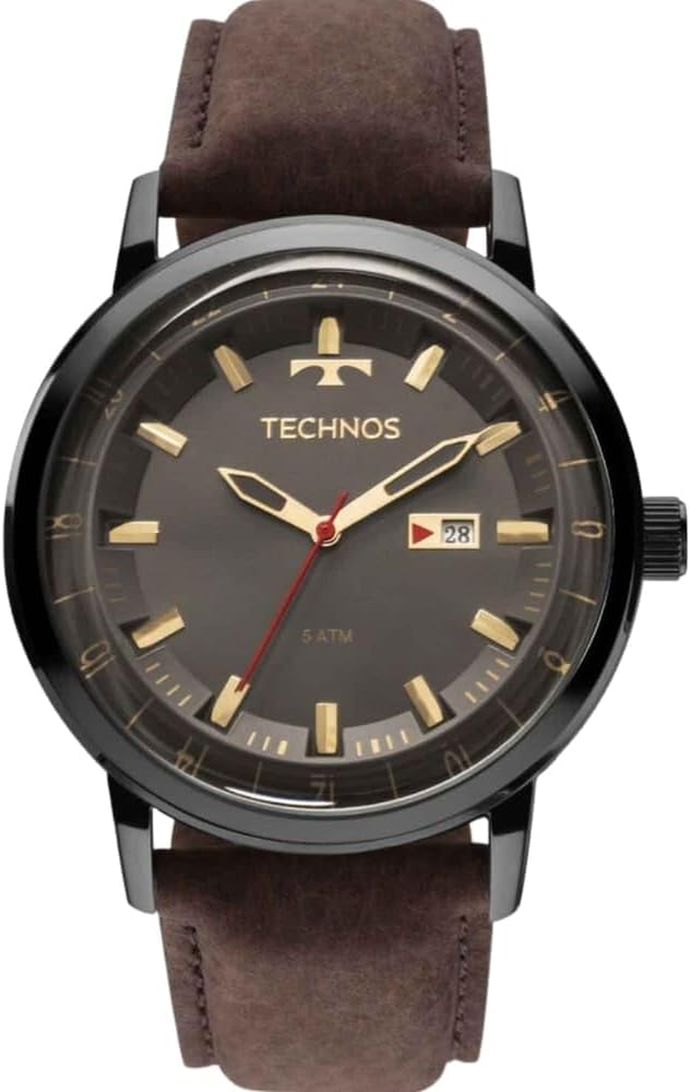 Relógio Technos Masculino Grafite com Pulseira de Couro