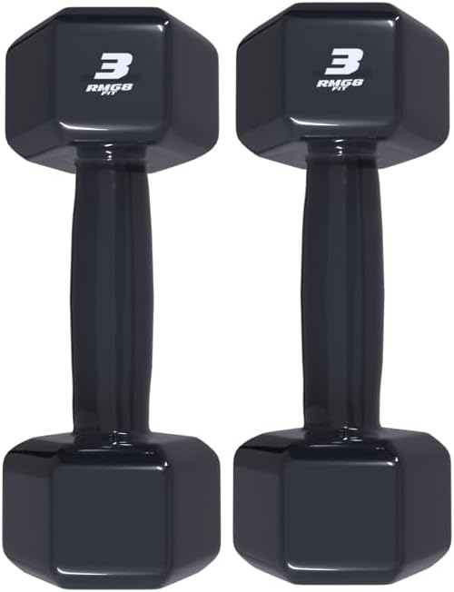 Par de Halteres 3kg Rmg8 Fit Emborrachado Sextavado