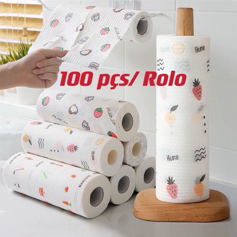Rolo de Pano de Limpeza Reutilizável e Lavável 25x25cm