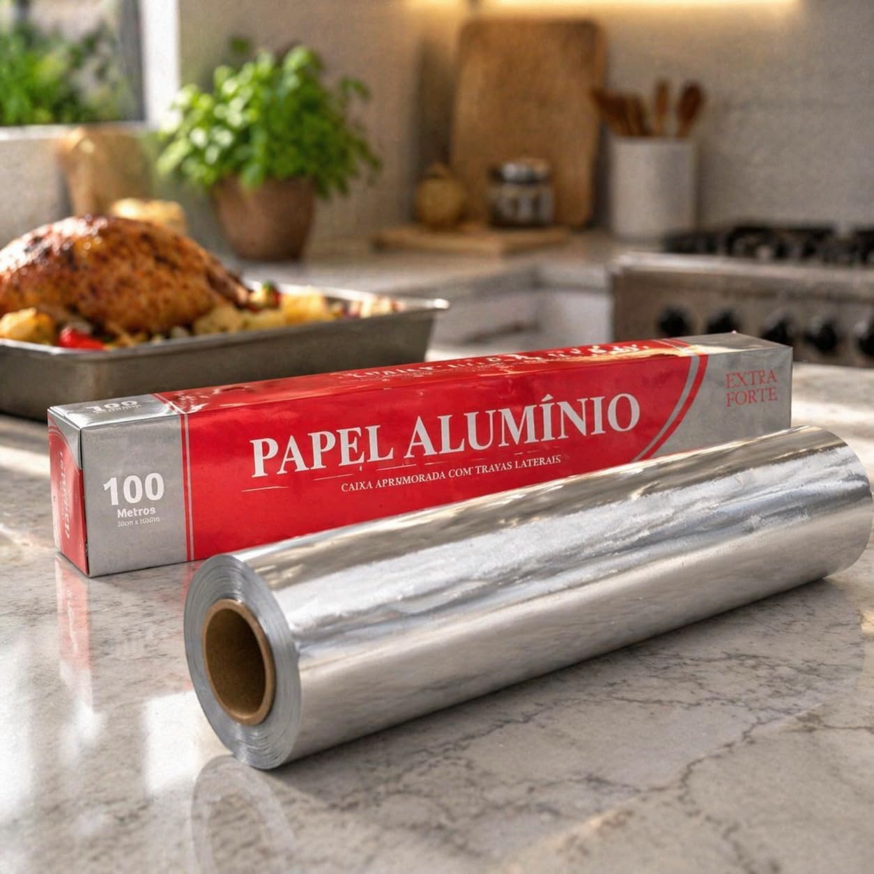 Rolo Papel Alumínio 30cm x 100m Alta Resistência Econômico