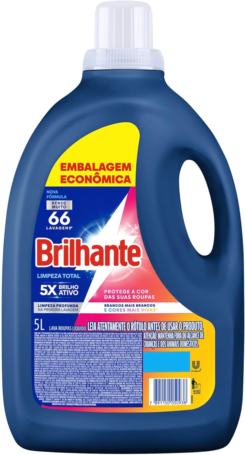 Sabão Líquido Brilhante 5L: Limpeza Eficiente e Cuidado com as Roupas