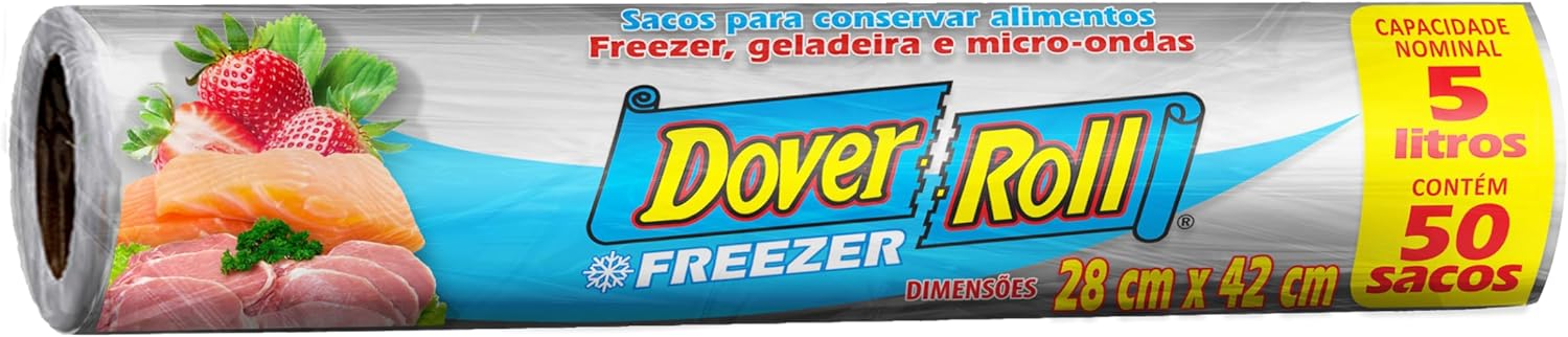 Saco para Alimentos Freezer-Roll 5 Litros com 50 Unidades