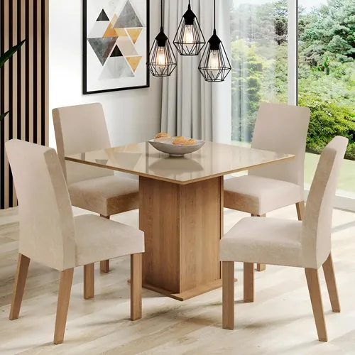 Conjunto de Sala de Jantar Madesa Evelin com 4 Cadeiras