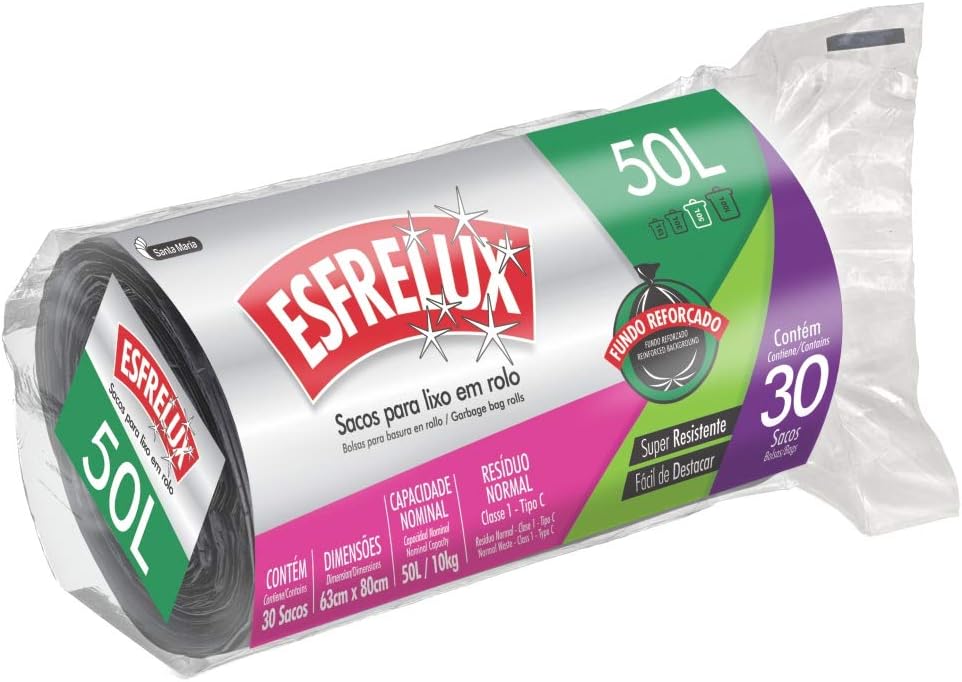 Sacos para Lixo Santa Maria Rolo Econômico 50L Esfrelux