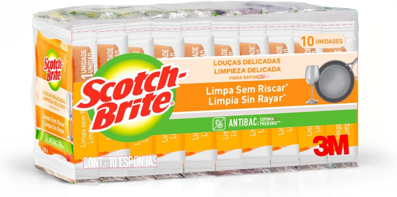 Scotch-Brite Esponja para Louças Delicadas 3M (Pack 10 Unidades)