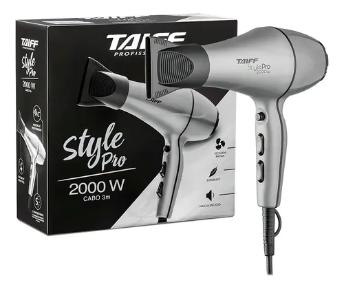 Secador De Cabelo Taiff Style Pro 5 Temperaturas 2000w Prateado 127v