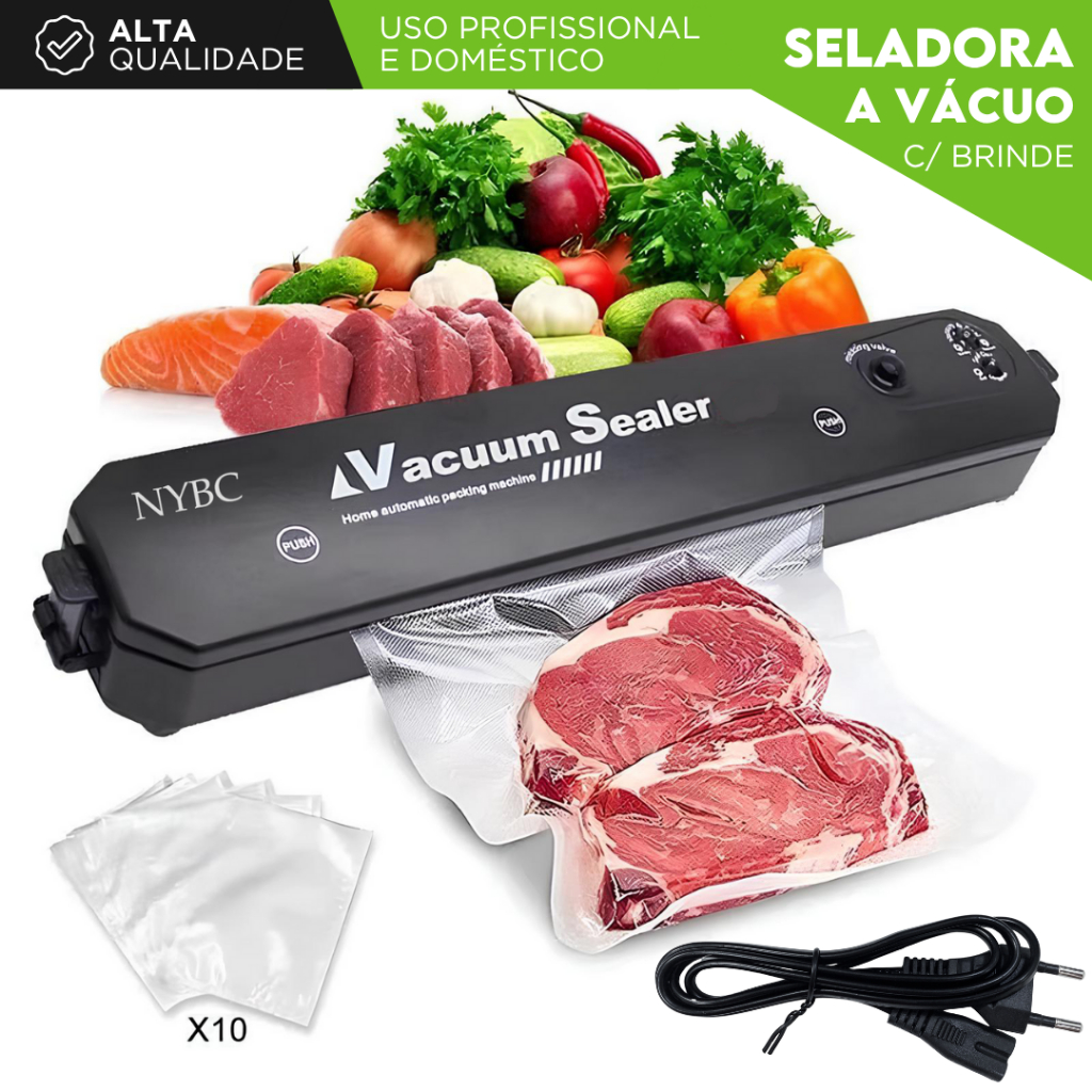 Seladora a Vácuo Doméstica Bivolt com 10 Sacos para Alimentos