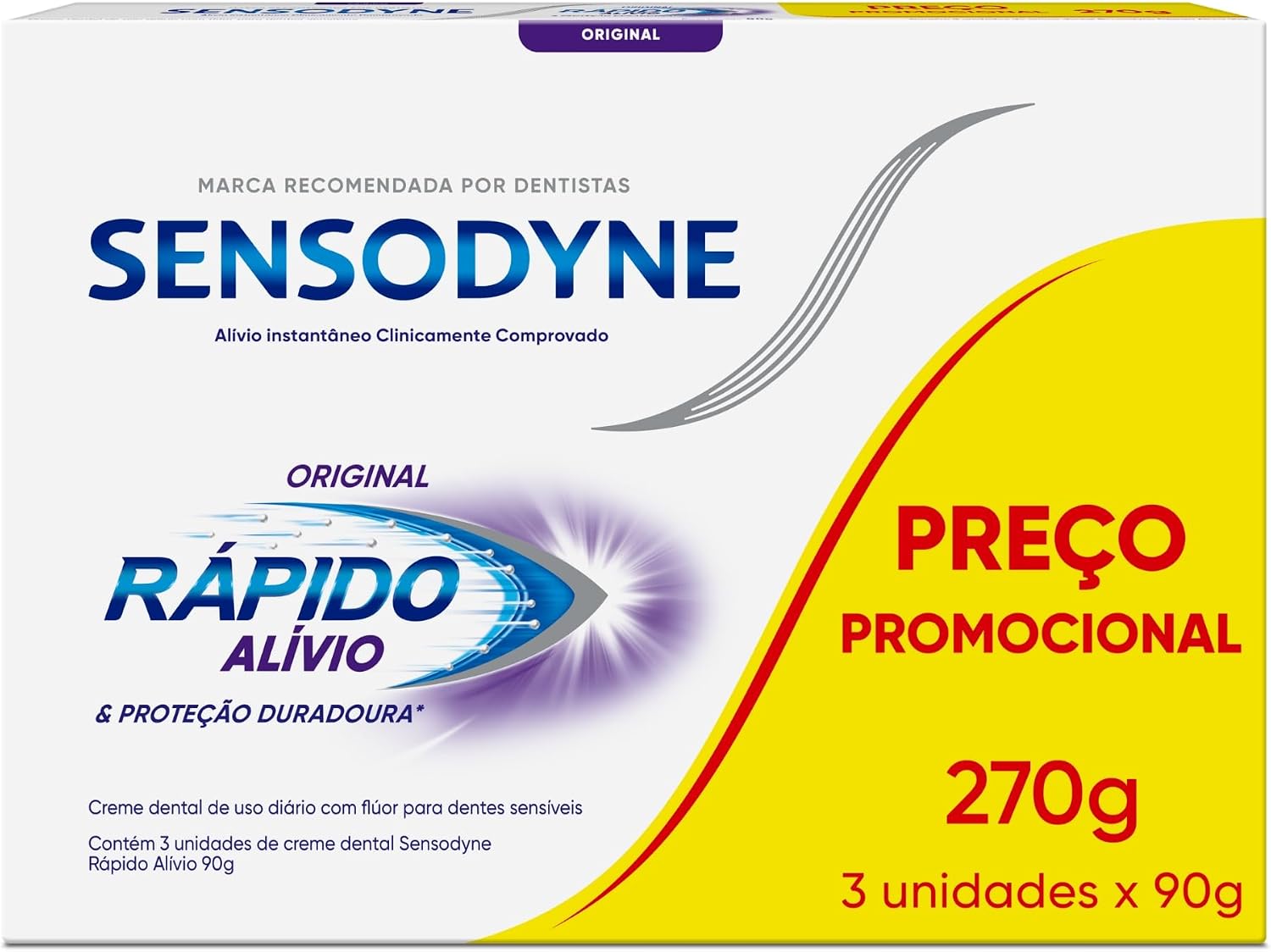 Sensodyne Rápido Alívio: Kit com 3 Cremes Dentais 90g