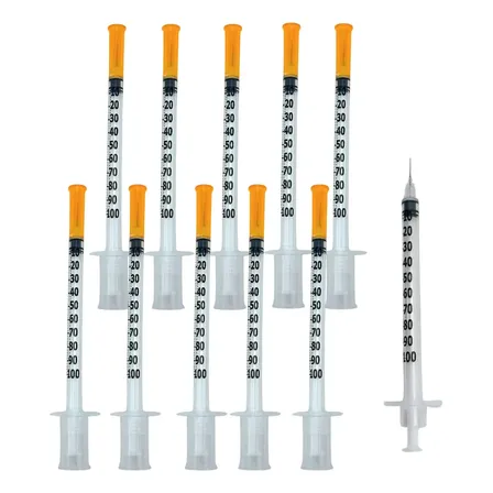 Seringa Insulina 1ml Agulha Fixa 8mm 100UI - Kit 10 Un.
