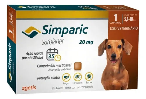 Simparic 20mg Zoetis: Proteção Eficaz para Cães de 5,1 a 10kg