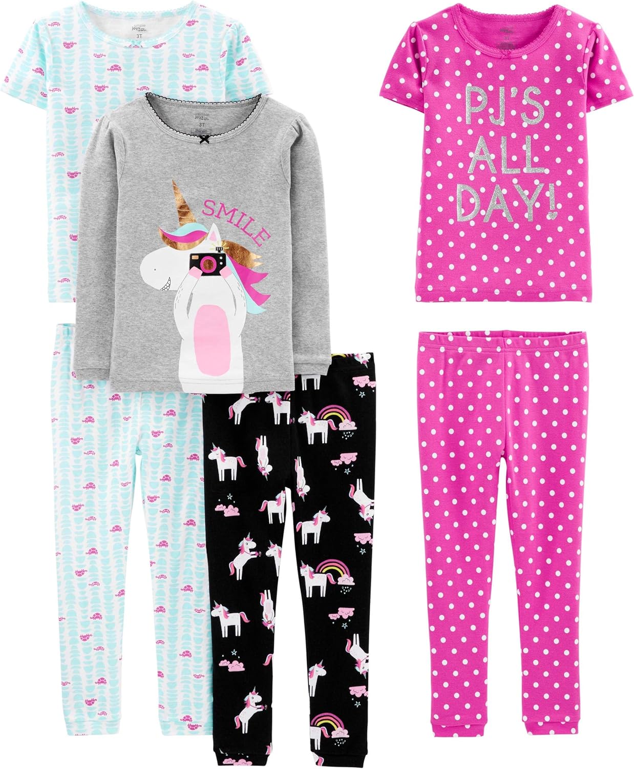 Simple Joys by Carter's: Conjunto de Pijama de Algodão 6 Peças para Meninas