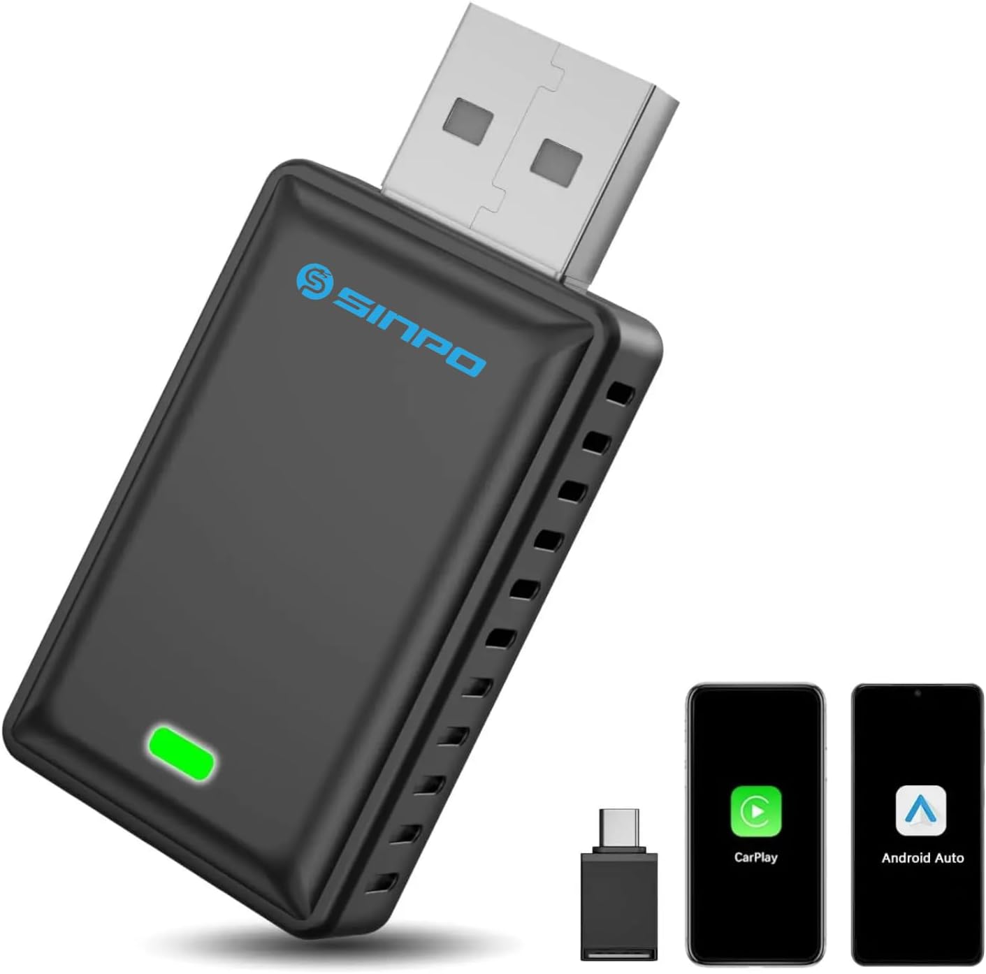 Adaptador SINPO 2 em 1: CarPlay e Android Auto sem Fio