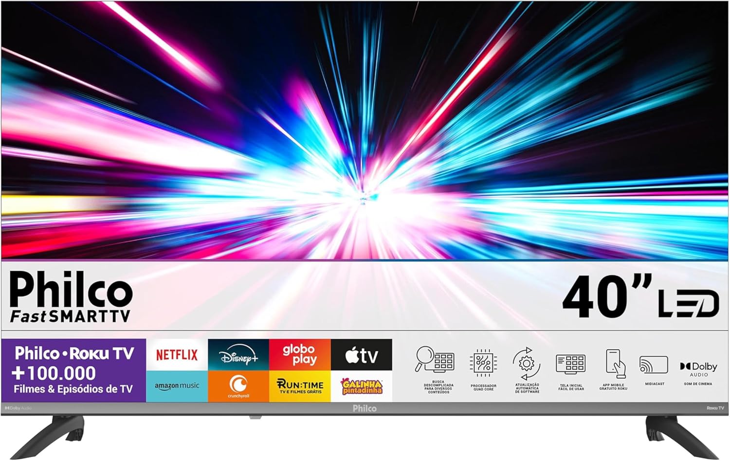 Philco P40CRA: Smart TV 40" Roku TV com HDR10 e Dolby Audio