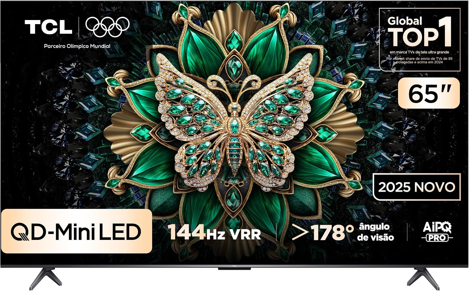 Smart TV TCL 65" C6K: 4K, Mini LED e 144Hz para Games