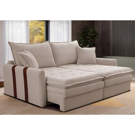 Sofá Retrátil 2,00m Soft Bonnie Boucle Cama Inbox