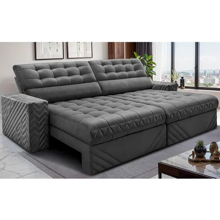 Sofá Retrátil 2,30m Max Spring: Conforto com Molas Ensacadas