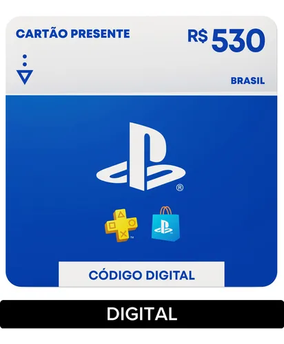 Gift Card PlayStation Store R$ 530 Digital Cartão presente digital Sony PlayStation Store no valor de quinhentos e trinta reais para consoles PS4 e PS5