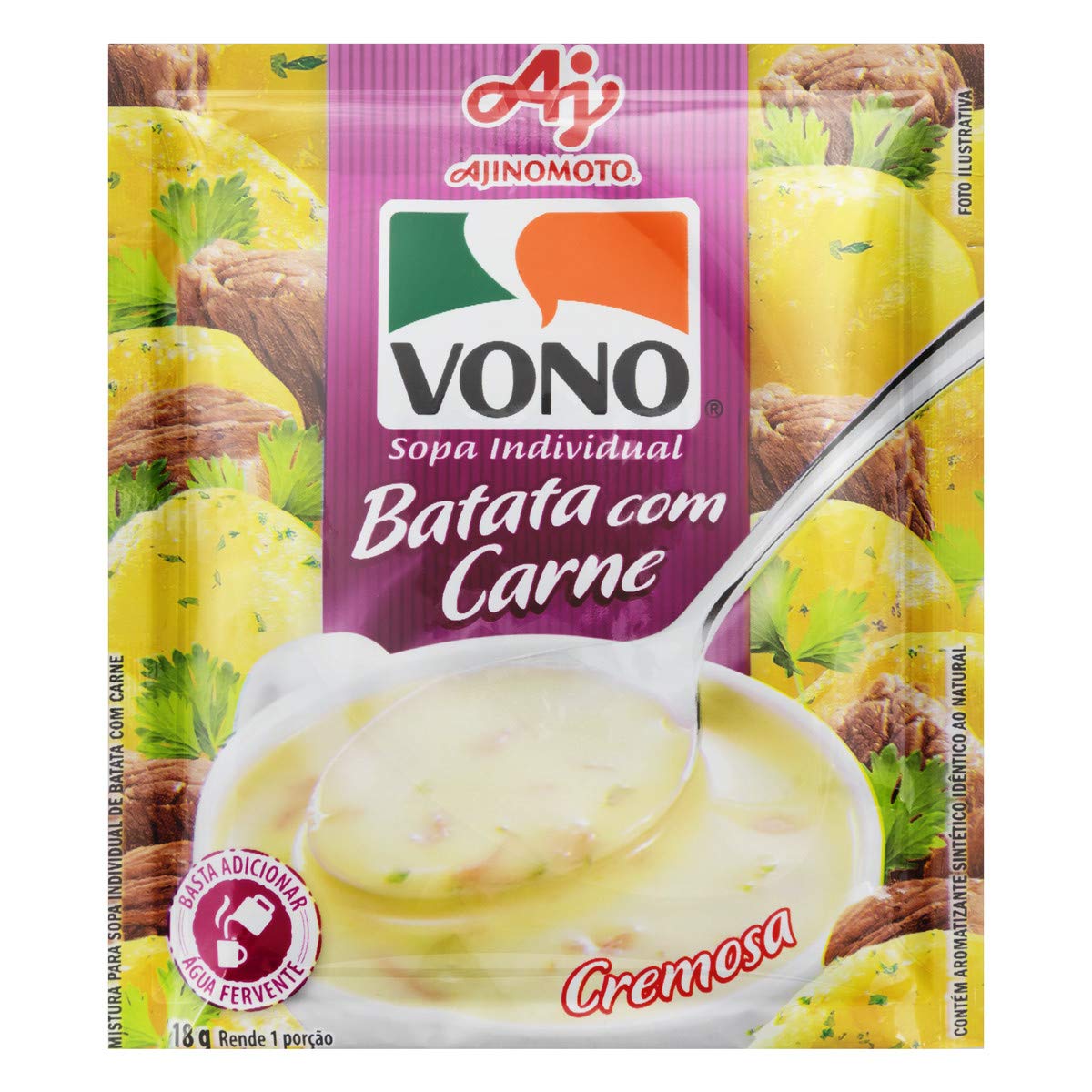 Sopa Cremosa Vono® Batata com Carne 18g: Praticidade e Sabor
