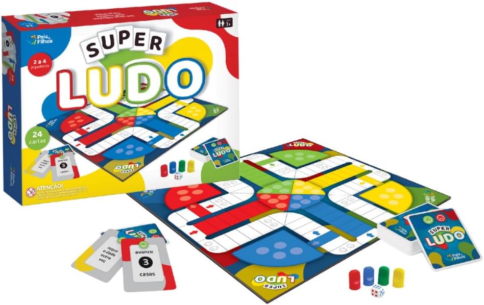 Pais & Filhos Super Ludo: O Clássico Jogo de Tabuleiro com Cartas