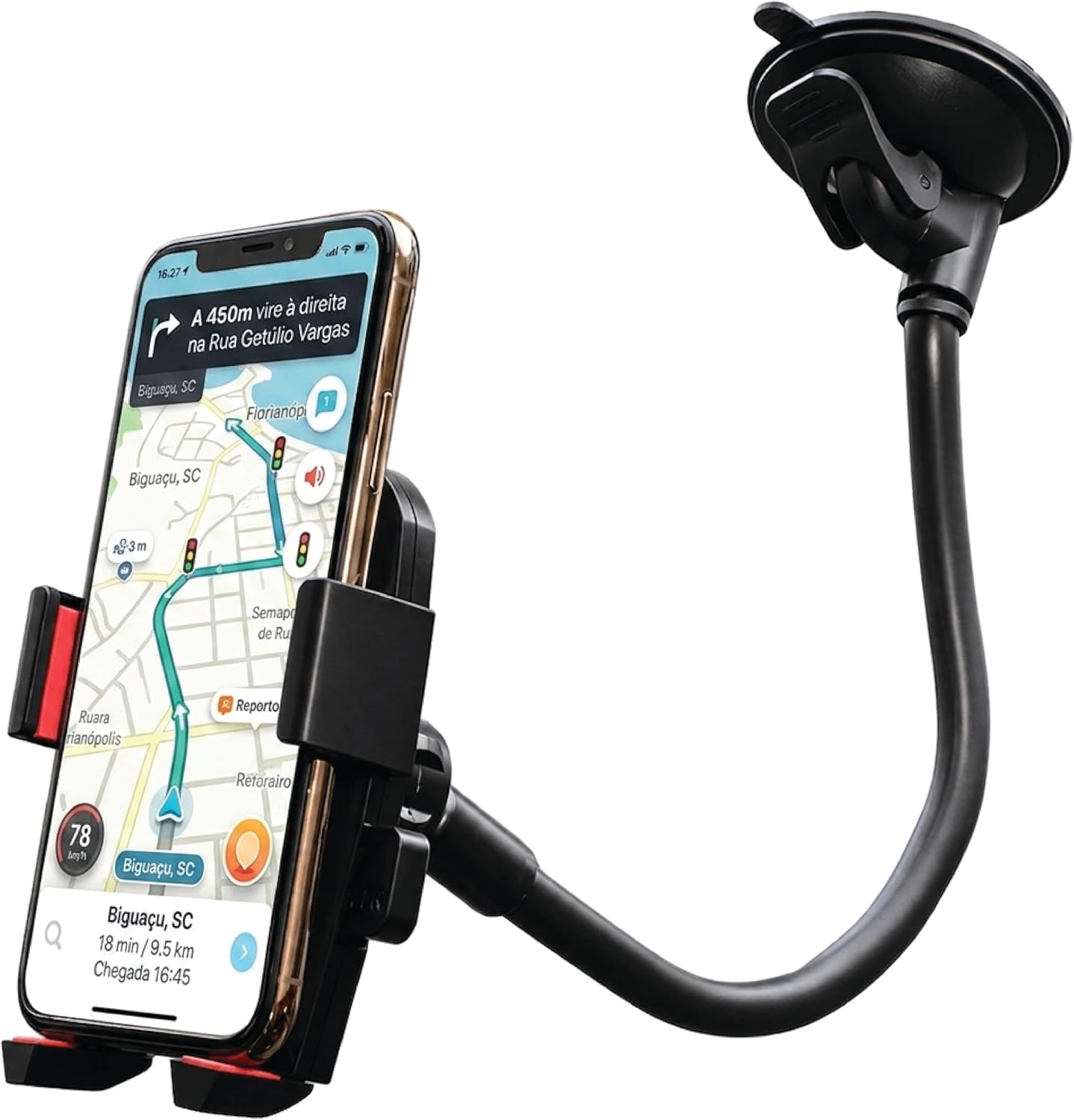 Suporte Celular para Carro com Ventosa Reforçada e Braço Ajustável