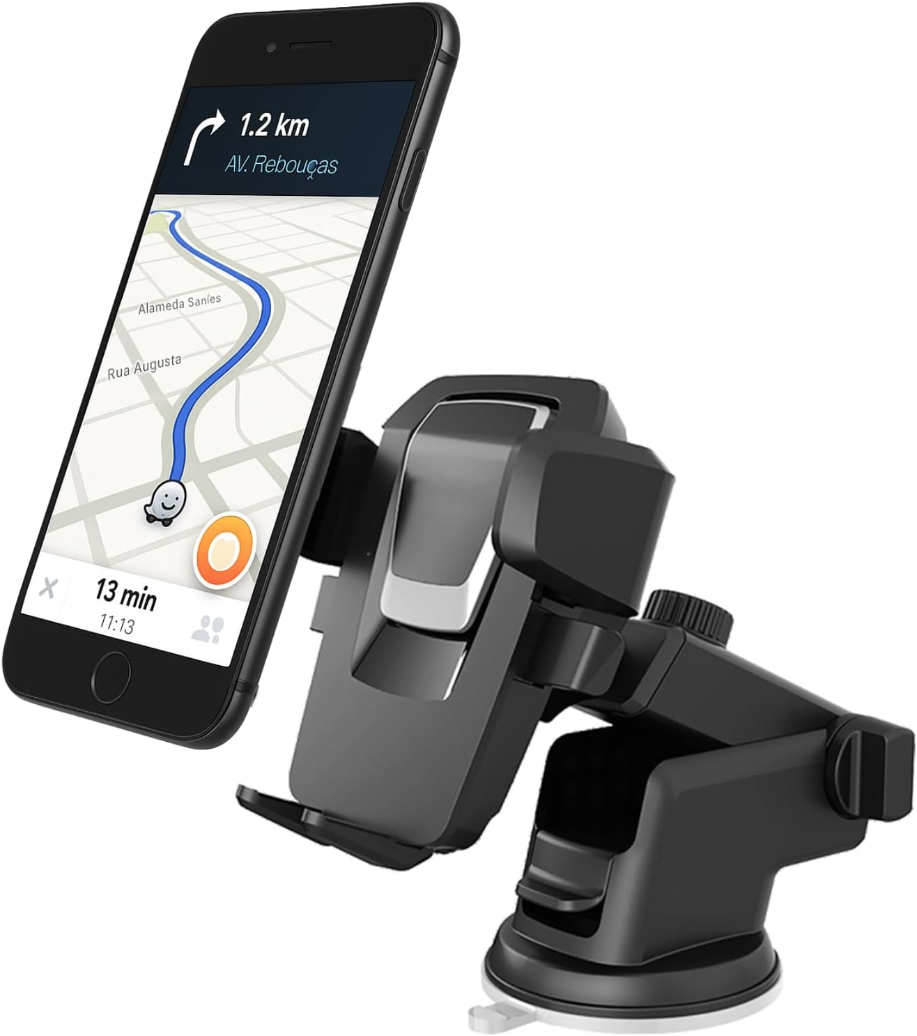Suporte de Celular para Carro com Ventosa Forte e Trava Automática