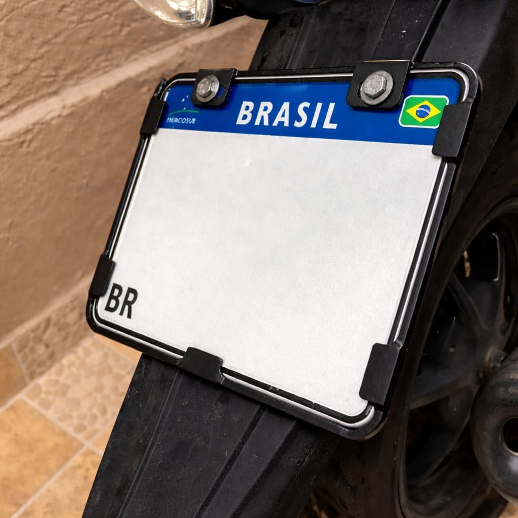 Suporte Protetor de Placa Mercosul em PETG Suporte protetor de placa mercosul preto para moto fabricado em material resistente com parafusos de fixação
