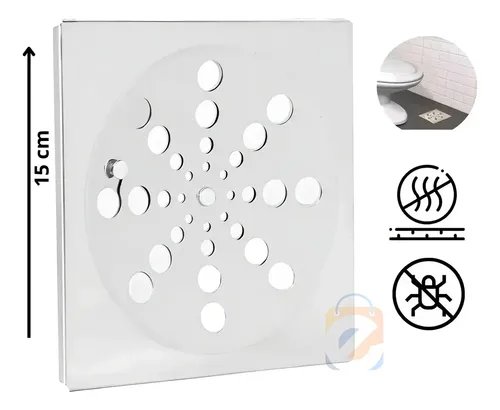 Tampa de Ralo Quadrada 15x15 em Aço Inox com Fecho Rotativo