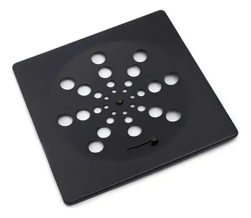 Tampa de Ralo Quadrada 9,5cm Aço Inox Preto com Fecho Rotativo