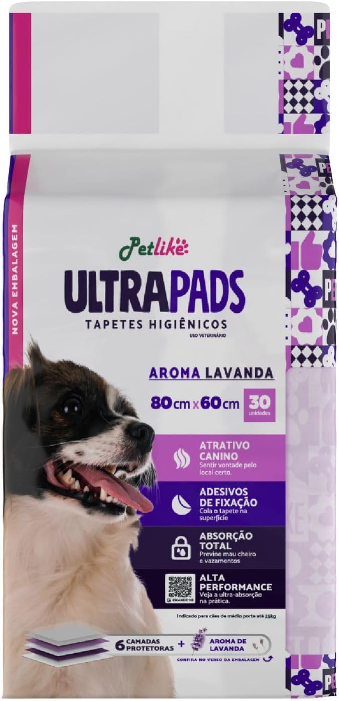 Tapete Higiênico Petlike Ultrapads Lavanda 80x60cm 30un