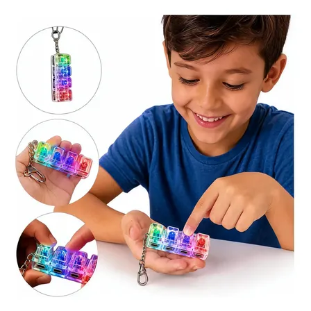 Teclado Clicker Sensorial LED Antiestresse com Chaveiro Game