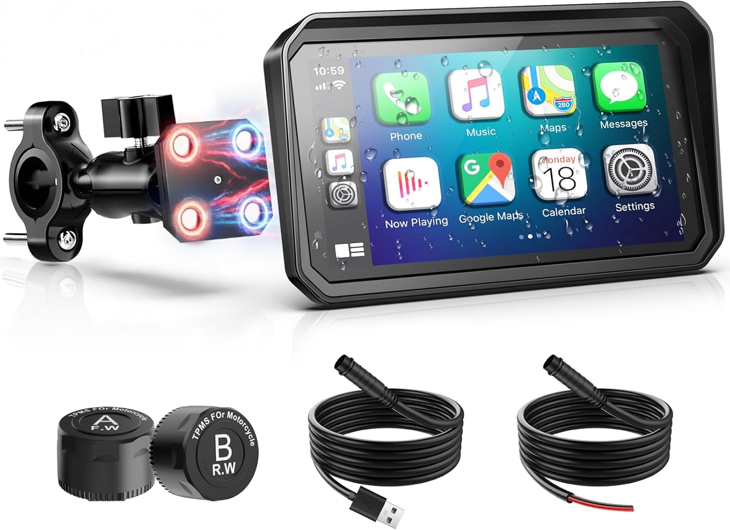 Tela Sensível ao Toque HD de 6 polegadas para Motocicleta com CarPlay e TPMS