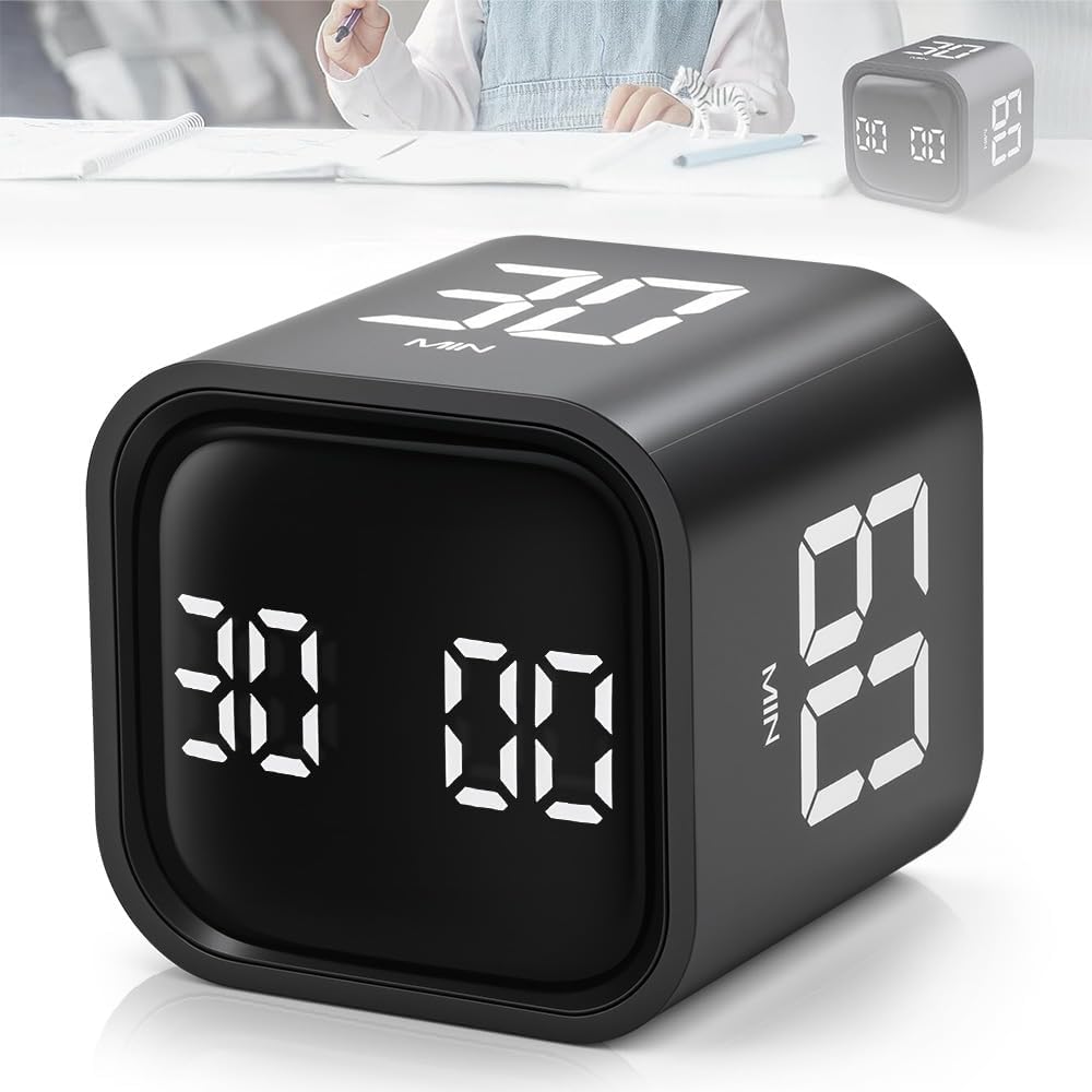 Temporizador Cubo Pomodoro com Bateria Recarregável e 4 Modos Pré-definidos