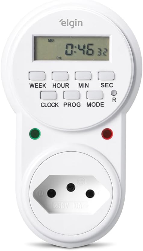 Timer Digital Temporizador: 20 Programações e Bivolt Automático