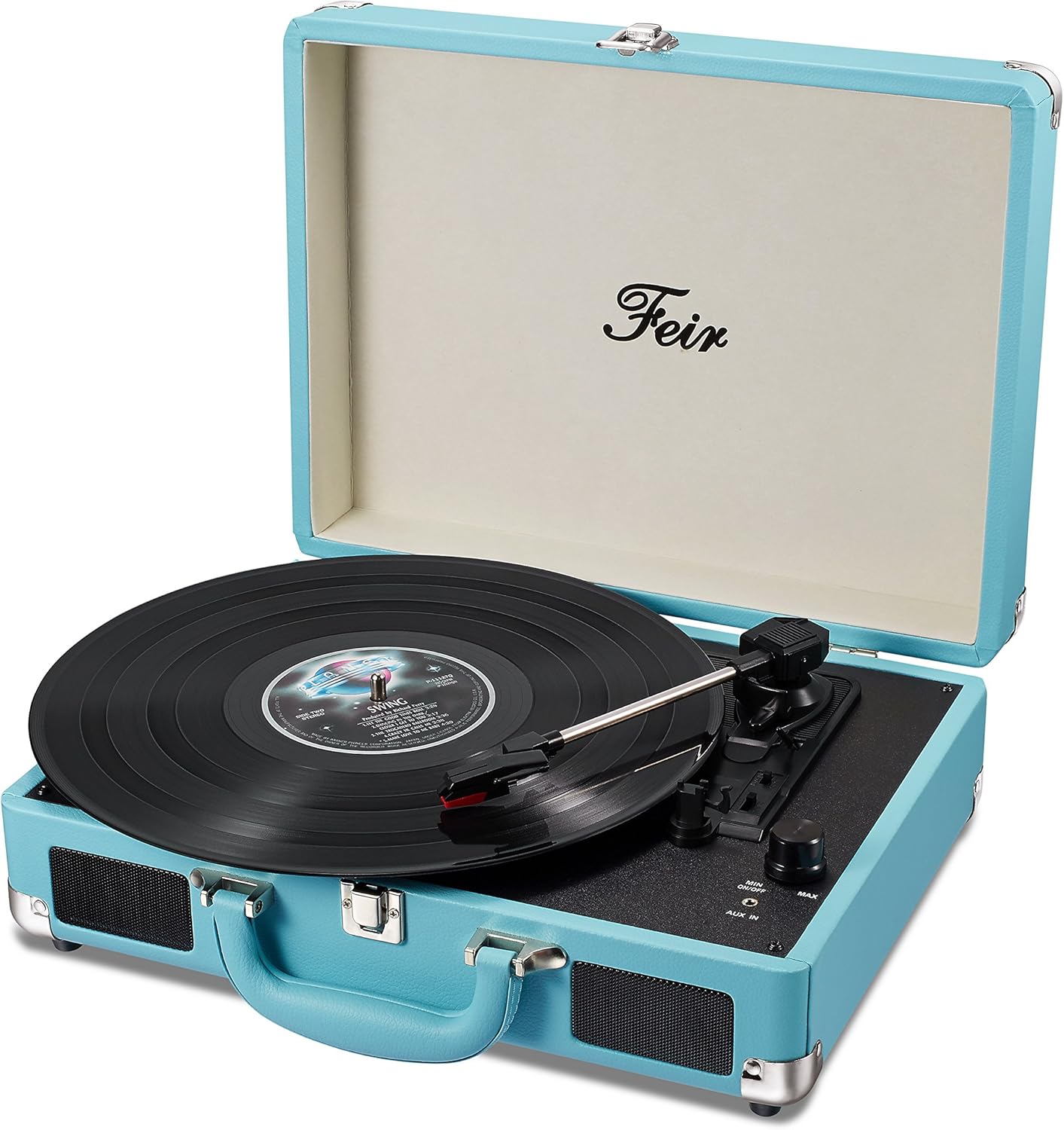 Toca-Discos de Vinil Portátil com Bluetooth e Design de Mala