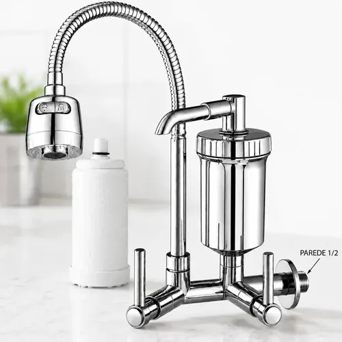 Torneira com Filtro e Bica Flexível Gourmet para Cozinha