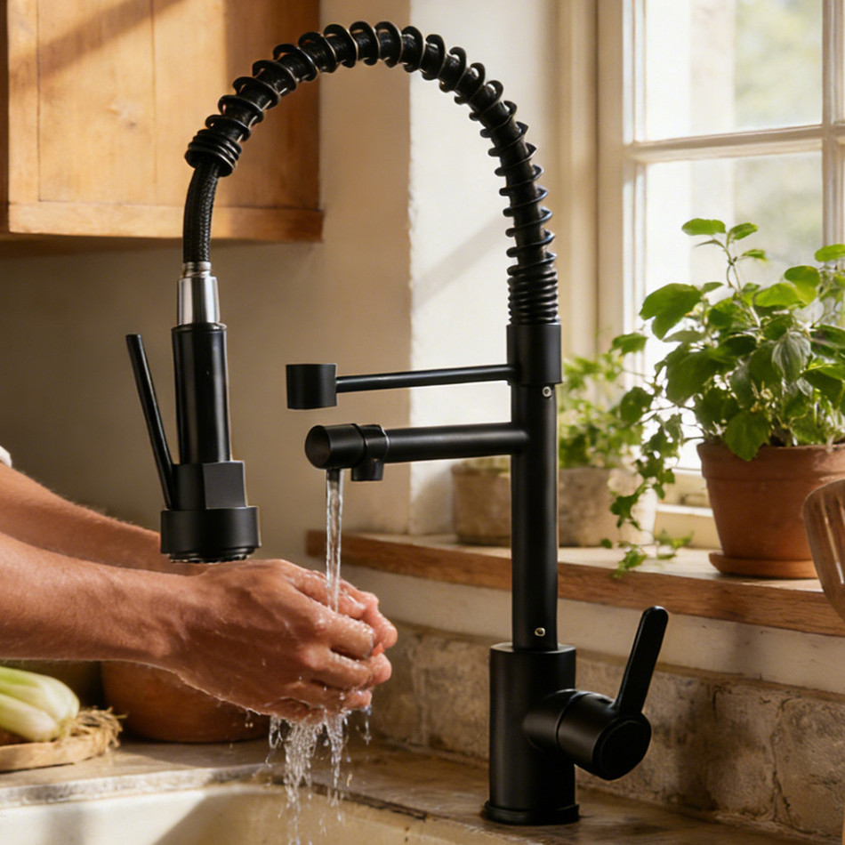 Torneira Gourmet de Cozinha com Extensor e Spray Flexível