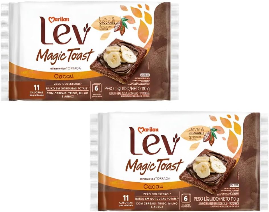 Torrada Marilan Lev Magic Toast Cacau e Cereais 110g (Kit 2 unid.)