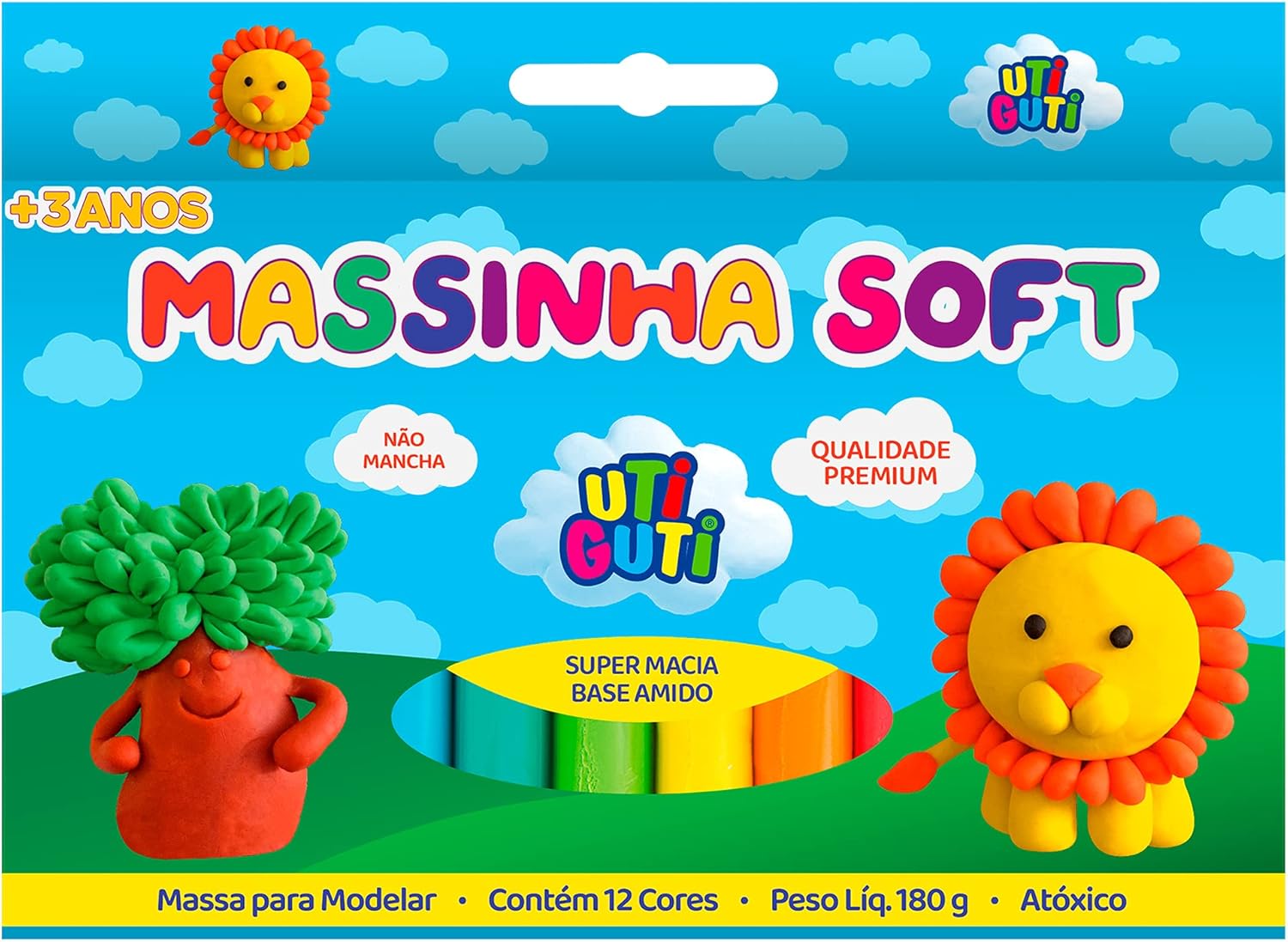 Massa de Modelar Utiguti Soft: 12 Cores para Criatividade Infantil