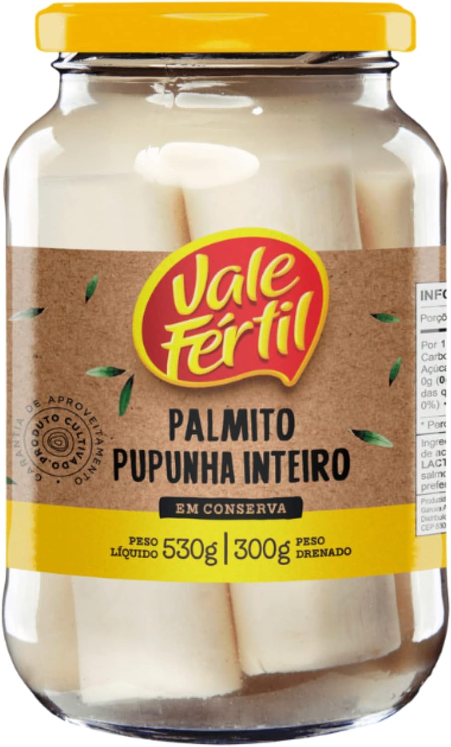 Palmito Pupunha Inteiro Vale Fértil em Conserva 300g