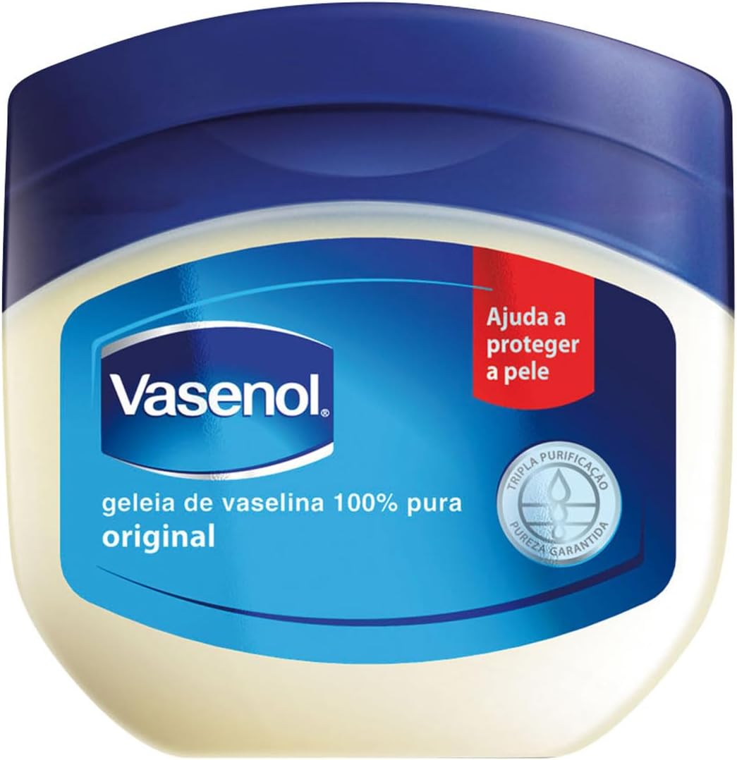 Vasenol Geleia de Vaselina Original 100g Pote de Vasenol Geleia de Vaselina hidratante pura para cuidados faciais e corporais contra o ressecamento